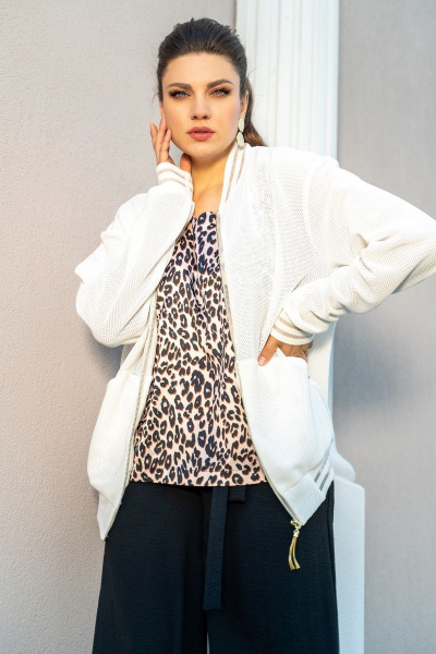 Жакет- бомбер из сетки для повседневных луків Andina 515 молоко - фото 25