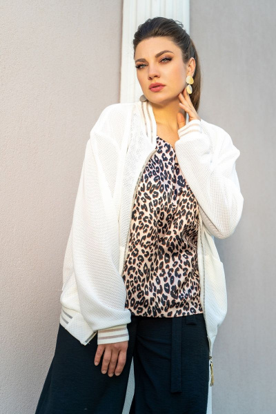 Жакет- бомбер из сетки для повседневных луків Andina 515 молоко - фото 24