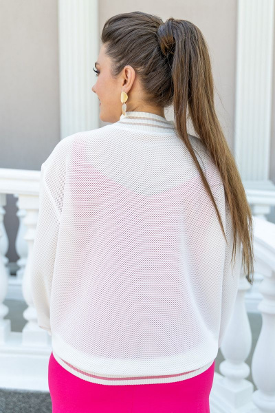 Жакет- бомбер из сетки для повседневных луків Andina 515 молоко - фото 3