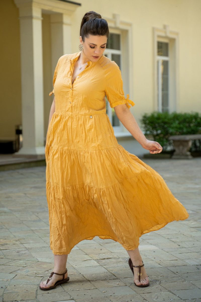 Платье трапеция с воланами и короткими рукавами Andina 806-2 манго - фото 10