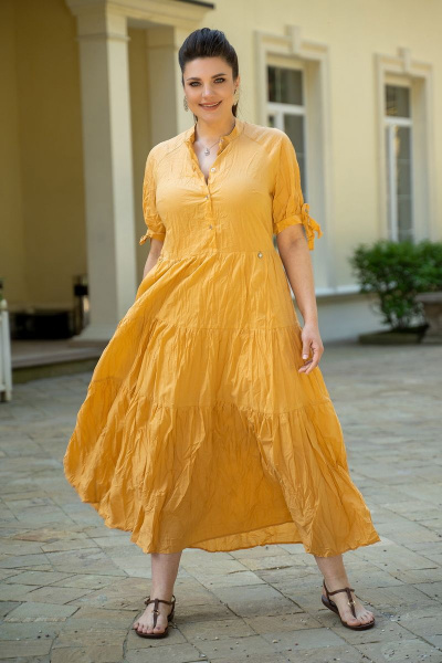 Платье трапеция с воланами и короткими рукавами Andina 806-2 манго - фото 4