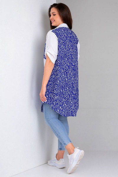 Рубашка в стиле casual из вискозы и текстиля с длинным рукавом Таир-Гранд 62360 василек - фото 2
