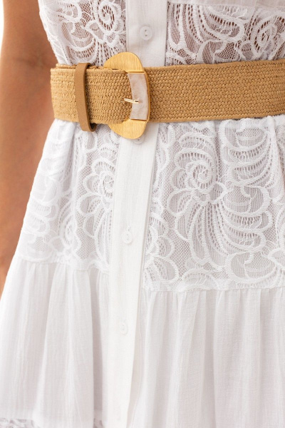 Платье из текстильной ткани с кружевными вставками Golden Valley 4917 белый - фото 8