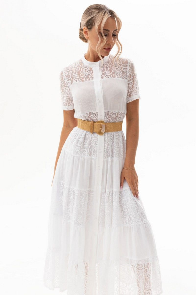 Платье из текстильной ткани с кружевными вставками Golden Valley 4917 белый - фото 4