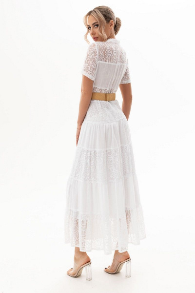 Платье из текстильной ткани с кружевными вставками Golden Valley 4917 белый - фото 3