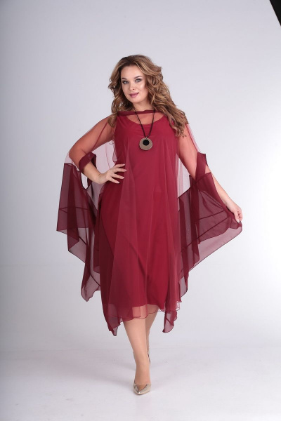 Платье Andrea Style 00128 бордо - фото 4