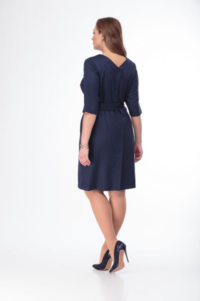 Платье прямое с карманами, вязка из вискозы, ¾ рукав Anelli 334 т.синий - фото 4