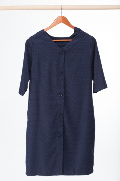 Платье прямое с карманами, вязка из вискозы, ¾ рукав Anelli 334 т.синий - фото 5