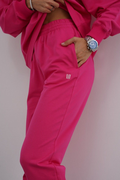 Розовый демисезонный костюм брюки и джемпер свободного кроя RAWR 342 фуксия - фото 6
