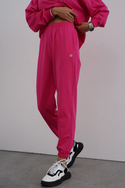 Розовый демисезонный костюм брюки и джемпер свободного кроя RAWR 342 фуксия - фото 5