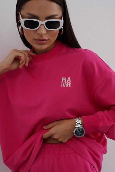 Розовый демисезонный костюм брюки и джемпер свободного кроя RAWR 342 фуксия - фото 3