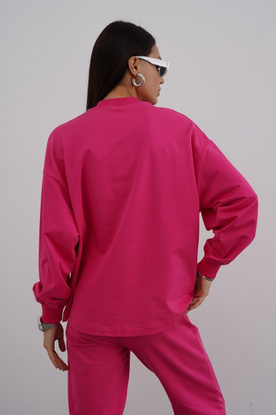 Розовый демисезонный костюм брюки и джемпер свободного кроя RAWR 342 фуксия - фото 4