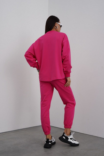Розовый демисезонный костюм брюки и джемпер свободного кроя RAWR 342 фуксия - фото 8