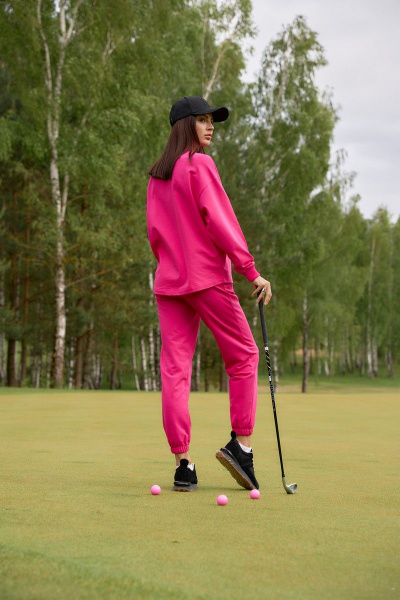 Розовый демисезонный костюм брюки и джемпер свободного кроя RAWR 342 фуксия - фото 10