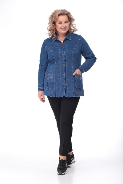 Приталенный джинсовый жакет без подкладки с карманами VEXUS`S JC914 - фото 3