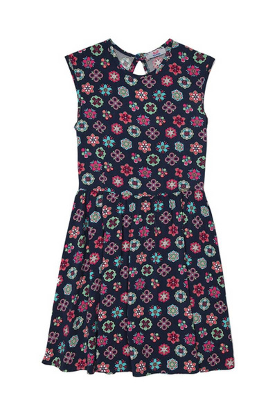 Легкое летнее платье из вискозы с текстильным декором Bell Bimbo 181026 набивка/т.синий - фото 2