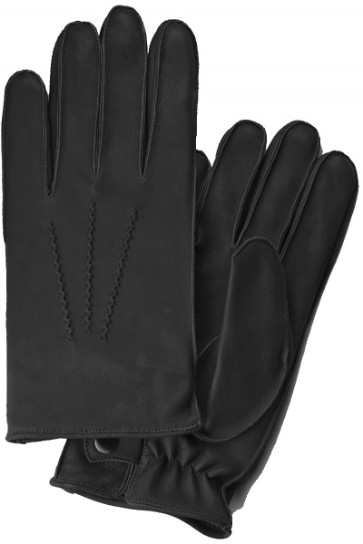 Черные кожаные перчатки с шерстью для демисезона ACCENT 114 черный - фото 1