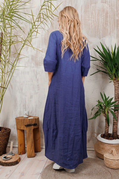 Леновое платье АМУЛЕТ с рукавами-тюльпан и карманами АМУЛЕТ 9703 индиго - фото 5