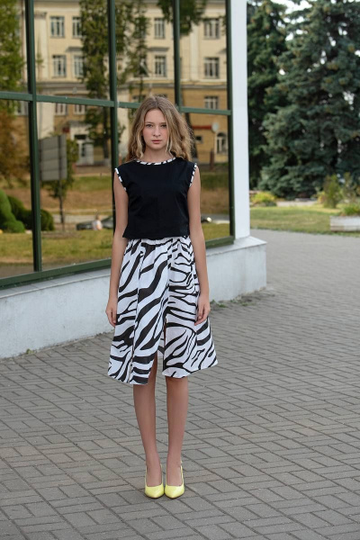 Юбка миди с принтом зебра и разрезами на коленках Tanya Arzhanova ТА503 - фото 1