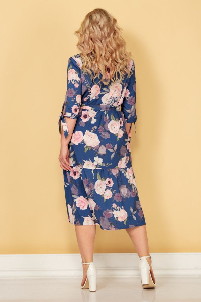 Платье-рубашка с поясом и разрезами в мелкий горошек Tensi 354 - фото 4