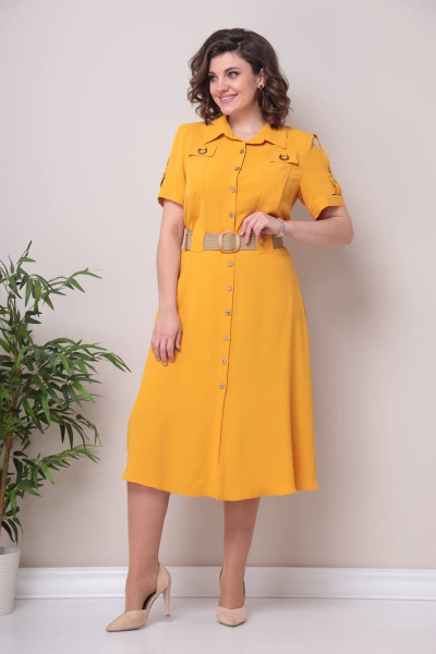 Платье Moda Versal П2298 горчичный - фото 2