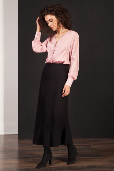 Юбка-годе из струящейся ткани с воланом Nova Line 3544 чёрный - фото 1