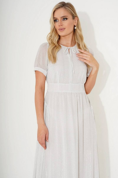 Нарядное платье в пол с горошковым принтом и поясом Urs 23-113-1 - фото 3