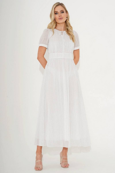 Нарядное платье в пол с горошковым принтом и поясом Urs 23-113-1 - фото 2