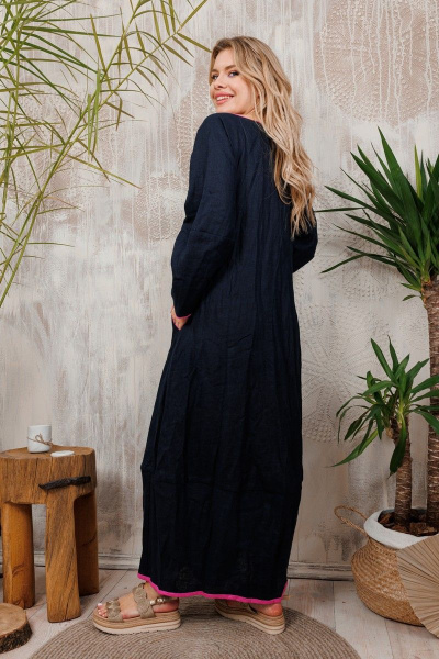 Льняное платье АМУЛЕТ с яркими акцентами и карманами АМУЛЕТ 9711 черный - фото 5