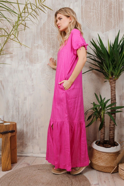 Ленящее платье АМУЛЕТ с разрезами и карманами АМУЛЕТ 9713 фуксия - фото 3