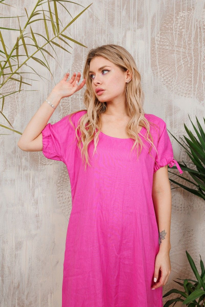 Ленящее платье АМУЛЕТ с разрезами и карманами АМУЛЕТ 9713 фуксия - фото 4