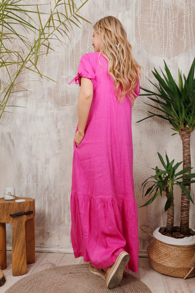 Ленящее платье АМУЛЕТ с разрезами и карманами АМУЛЕТ 9713 фуксия - фото 5