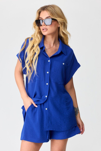Рубашка и шорты из легкого текстиля с эластаном для лета Talia fashion 400 василек - фото 13