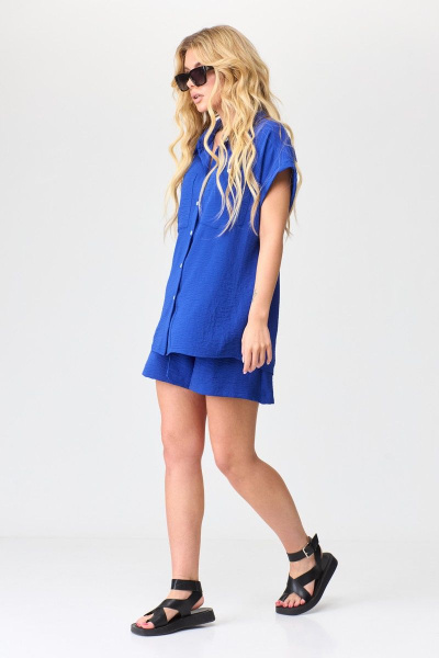 Рубашка и шорты из легкого текстиля с эластаном для лета Talia fashion 400 василек - фото 5