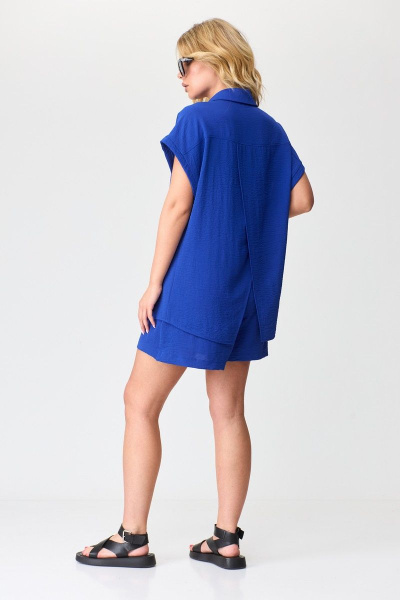 Рубашка и шорты из легкого текстиля с эластаном для лета Talia fashion 400 василек - фото 4