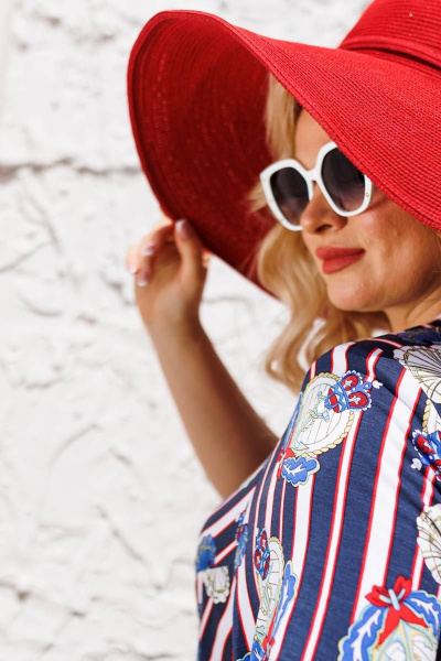 Платье из хлопка с запахом и шлицей на юбке Romanovich Style 1-2539 синий - фото 9