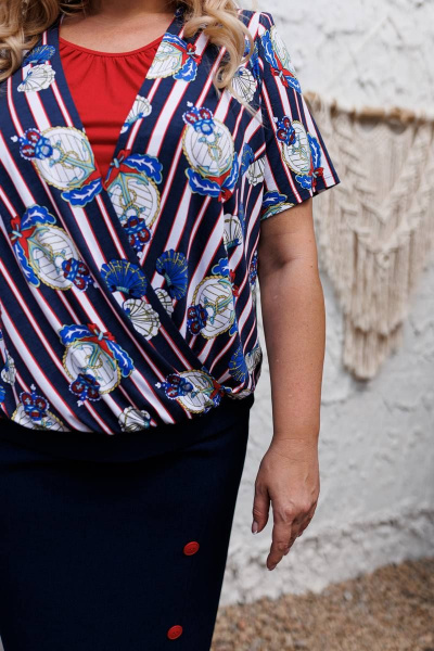 Платье из хлопка с запахом и шлицей на юбке Romanovich Style 1-2539 синий - фото 6