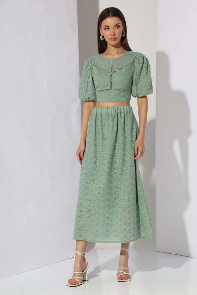 Блуза и юбка из хлопка с вышивкой для летних повседневных образов N.O.W. 1296 - фото 6