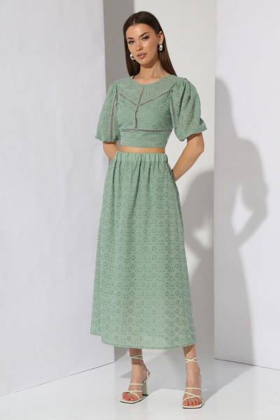 Блуза и юбка из хлопка с вышивкой для летних повседневных образов N.O.W. 1296 - фото 5