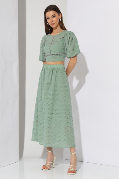 Блуза и юбка из хлопка с вышивкой для летних повседневных образов N.O.W. 1296 - фото 4