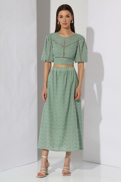 Блуза и юбка из хлопка с вышивкой для летних повседневных образов N.O.W. 1296 - фото 2