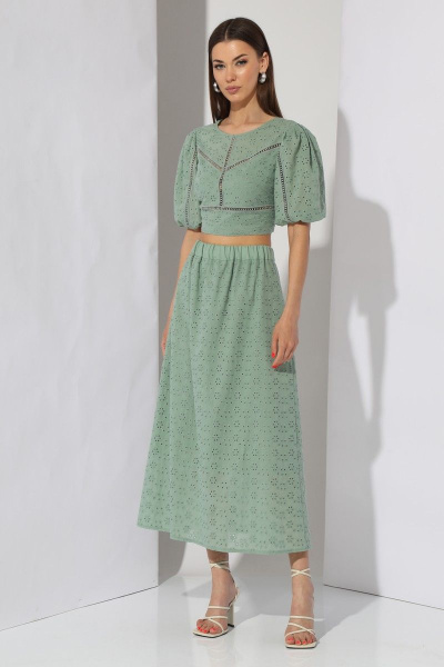 Блуза и юбка из хлопка с вышивкой для летних повседневных образов N.O.W. 1296 - фото 1