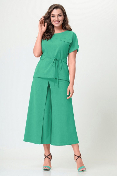 Блуза и брюки летний комплект из хлопка и текстиля Орхидея 1172-4 мята - фото 3