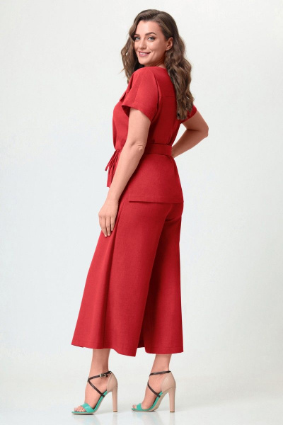 Блуза и брюки женский комплект с закругленными краями Орхидея 1172-2 красный - фото 2