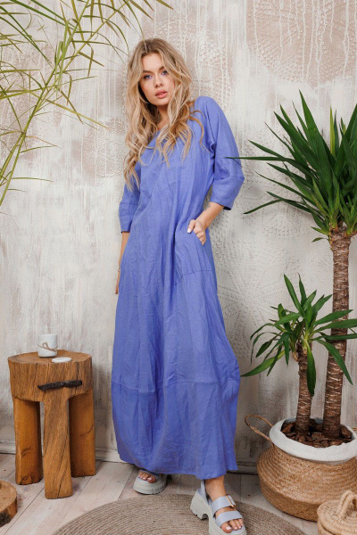 Леновое платье АМУЛЕТ с юбкой-тюльпан и карманами АМУЛЕТ 9704 - фото 1