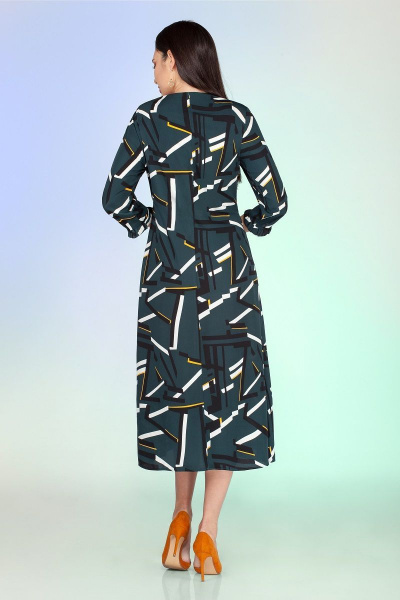 Демисезонное платье с геометрическим рисунком и V-образным вырезом Vitol Fashion В-1009 - фото 2