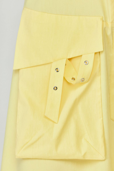 Платье бохо трапециевидное из хлопка с декоративными элементами Abbi 1009 желтый - фото 3