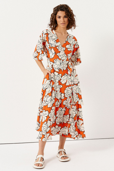 Оранжевое летнее платье из вискозы для повседневных образов Панда 138380w оранжевый - фото 1