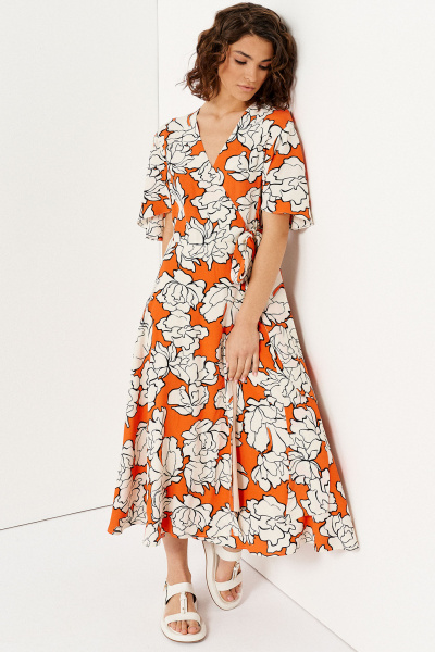 Оранжевое летнее платье из вискозы для повседневных образов Панда 138380w оранжевый - фото 3