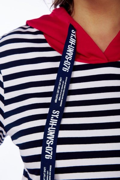 Летний комплект блузка и шорты из вискозы и хлопка Диомант 1874 бордо_узкая_полоска - фото 4